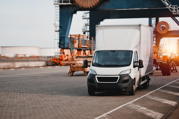 Cargo Truck In The Trade Port HeavyDuty Commercial Vehicle For Supply Stores Delivery