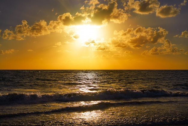 Caribbean beach sunrise in Costa Maya