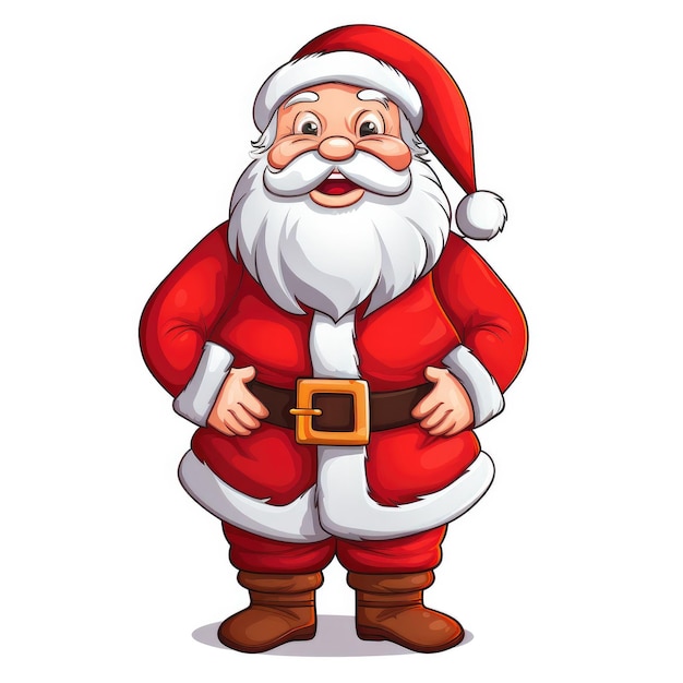 Caricature of an European Santa Claus full length without a gift on a white background