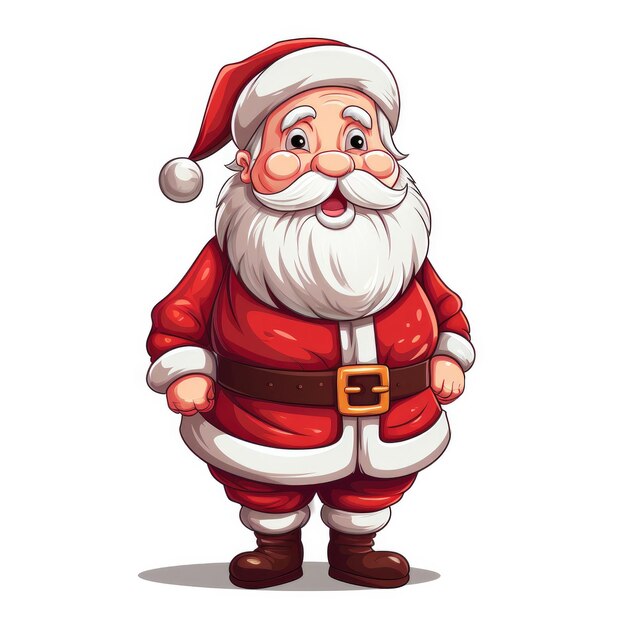 Caricature of an European Santa Claus full length without a gift on a white background