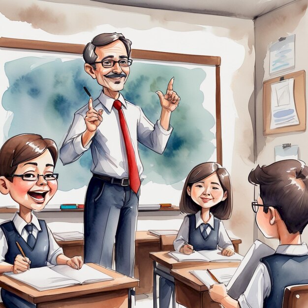 Caricature Teacher Ilustration Design