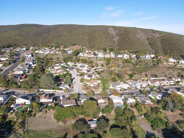 Carmel Valley with suburban neighborhood in the valley of Black Mountain.