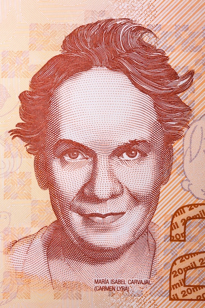 Carmen Lyra portrait from Costa Rican banknote