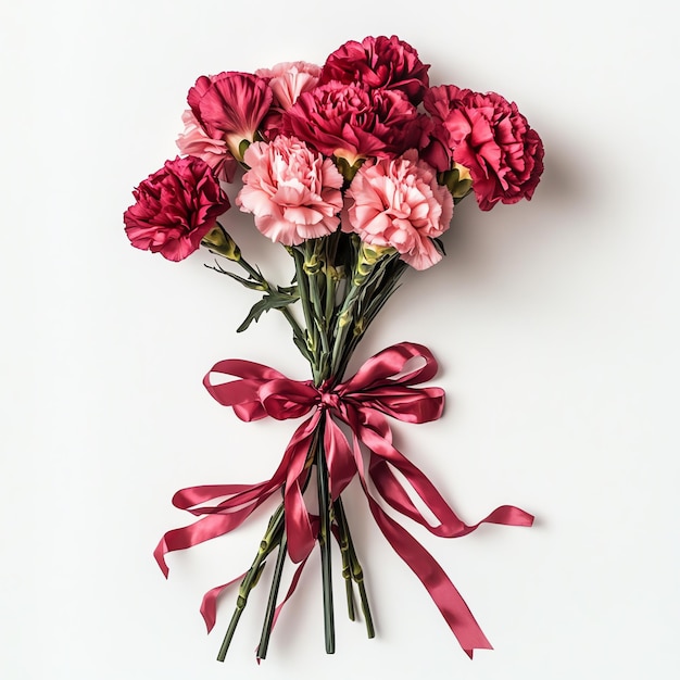 Photo carnation bouquet with ribbon