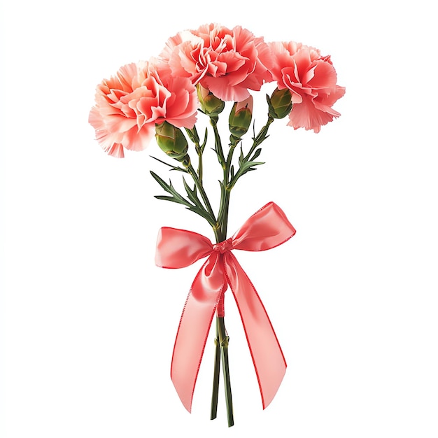 Photo carnation bouquet with ribbon