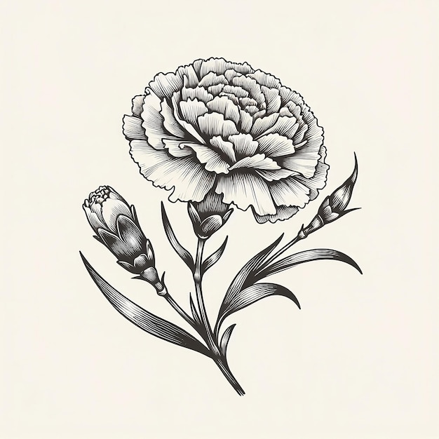 Photo carnation flower line art