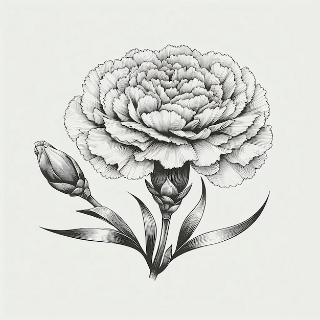 Photo carnation flower line art