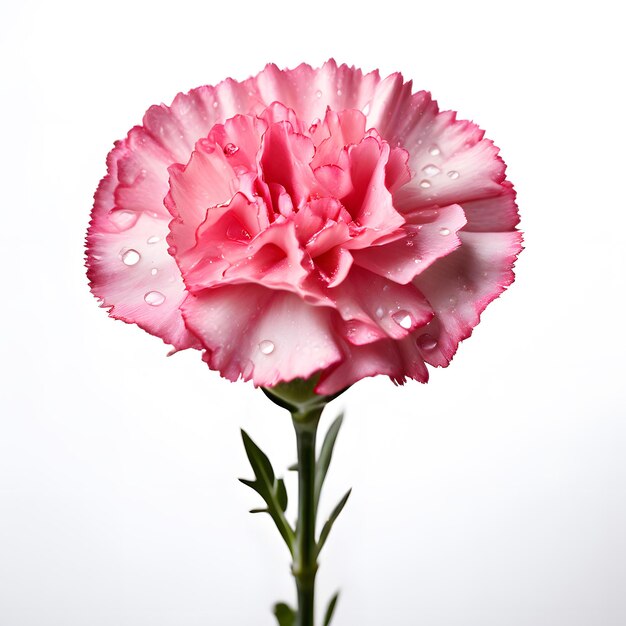 Photo carnation with water droplets on white background