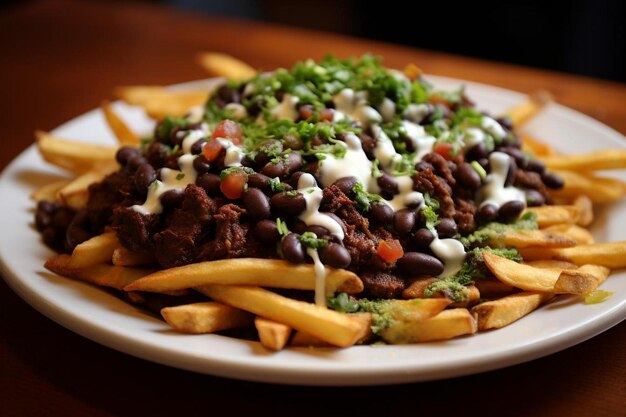 Carne Asada Fries with Black Beans delicious Carne Asada Fries food photography