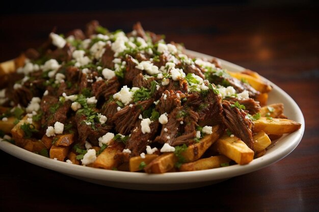 Carne Asada Fries with Crispy Garlic Topping delicious Carne Asada Fries food photography