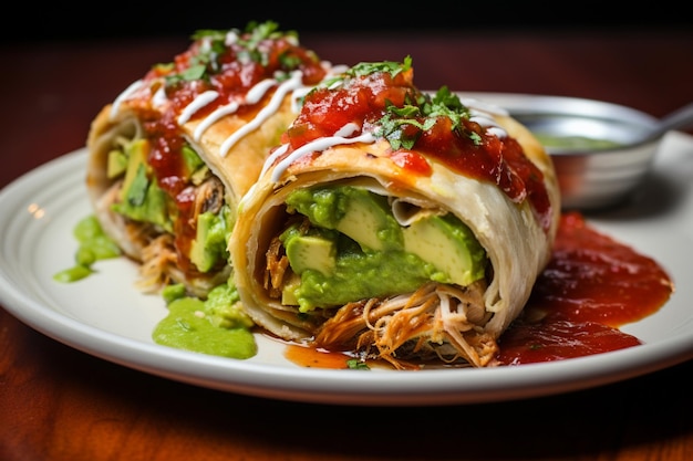 Photo carnitas chimichanga with red sauce