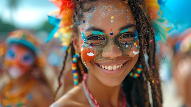 Carnival celebration with colorful masks and face paint