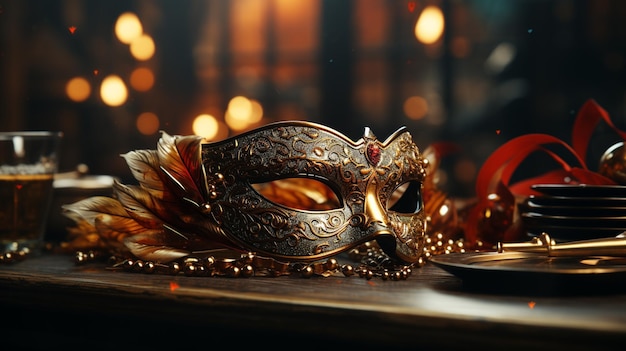 carnival decorated mask HD 8K wallpaper Stock Photographic Image