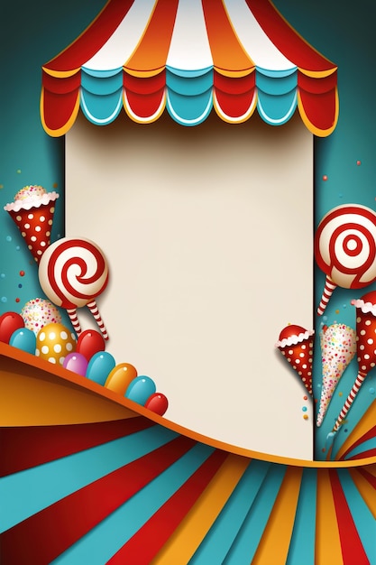 Carnival or festive template background with empty copy space for copywriting or text