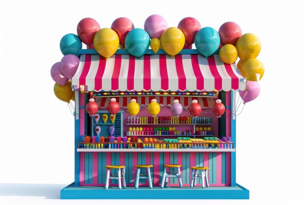 Photo carnival game booth isolated in transparent background