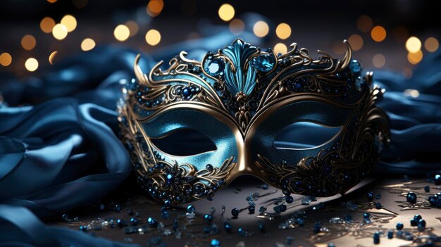 Carnival Mask Blue Glittering Background Holiday Background HD Illustrations