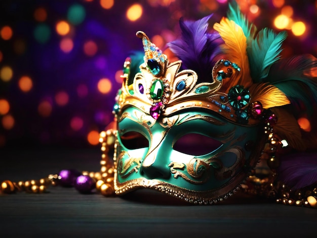 Carnival mask confetti mardi gras background best quality hyper realistic wallpaper image template