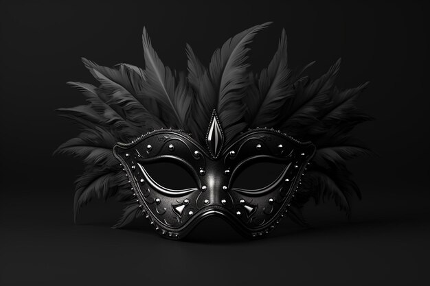 Carnival mask with black feather