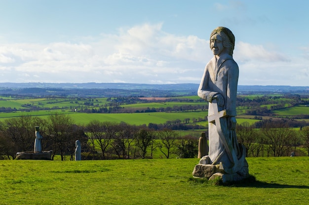 Carnoet Brittany France March 22th 2017 Riom statue in Brittany Valley of the Saints