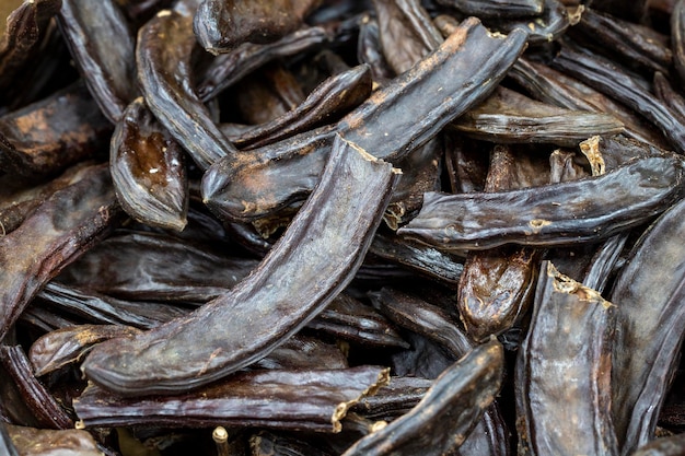 Carob close up Carob as a background texture