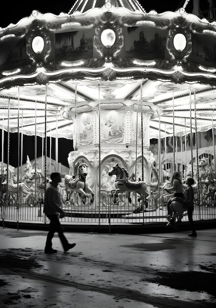 A carousel with a carousel with a carousel with a child on it