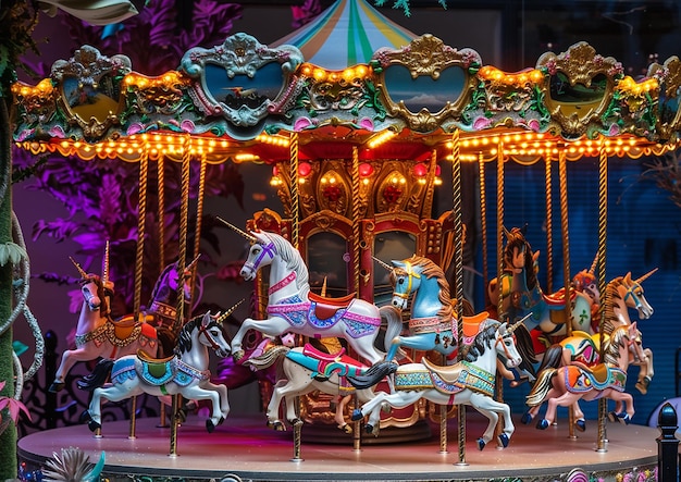 a carousel with a carousel with a horse on it