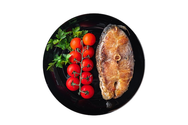 Carp fried fish steak meal snack on the table copy space food background rustic pescetarian diet