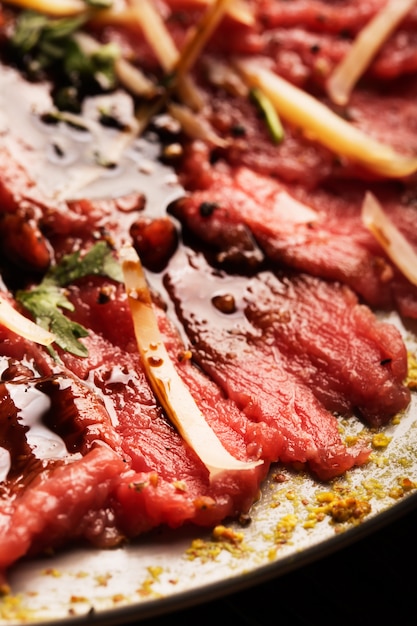 Carpaccio of beef on a plate