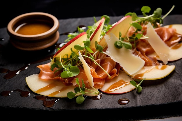 Carpaccio of Brick Cheese with Apple Butter Carpaccio food image photography