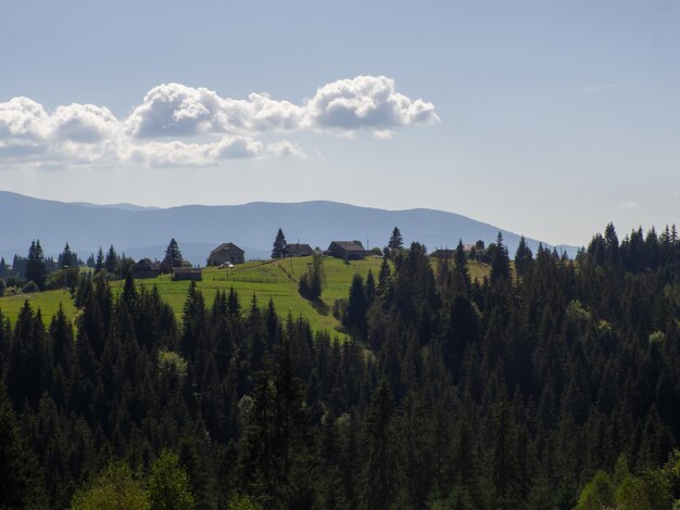 Carpathian landscape with cloudy sky