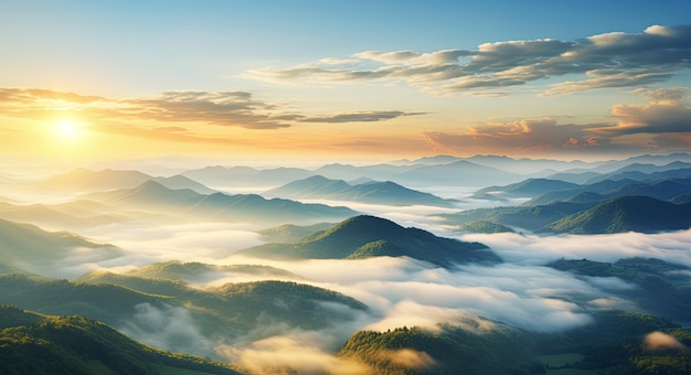 Above the Carpathian Mountains Aerial View of Ukraine's Majestic Landscape during Sunset