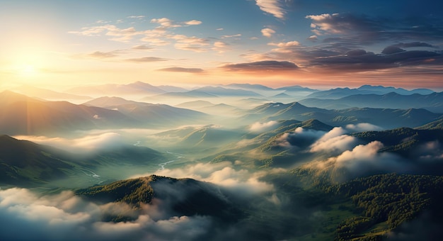 Above the Carpathian Mountains at Sunset Breathtaking Views of Ukraine's Green Hills from a