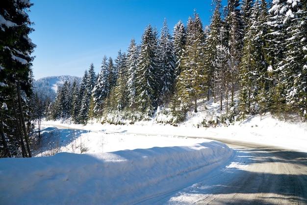 Carpathian mountains Ukraine Beautiful scenery of snowy mountains