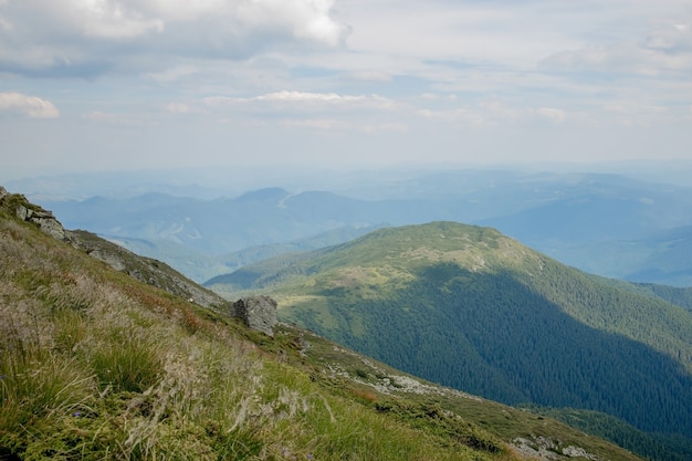 Carpathians mountain range at summer morning