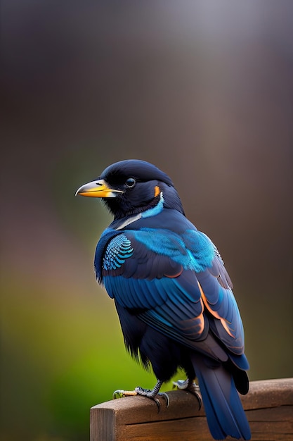 Carrion crow Corvus corone black bird portrait Wildlife in nature