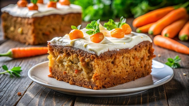 Photo a carrot cake with a carrot sticker on the top