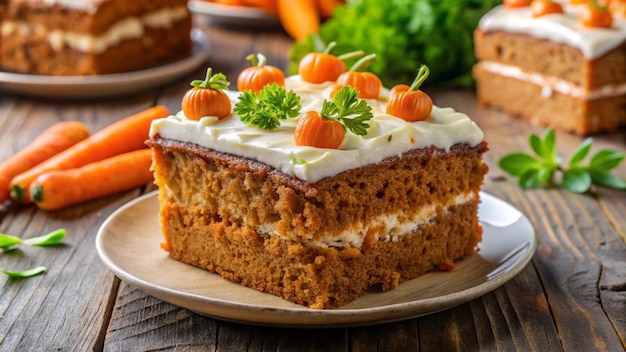 Photo a carrot cake with a carrot on top of it