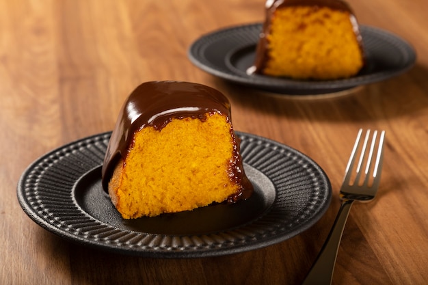 Carrot cake with chocolate icing Brazilian cake