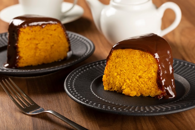 Carrot cake with chocolate icing Brazilian cake