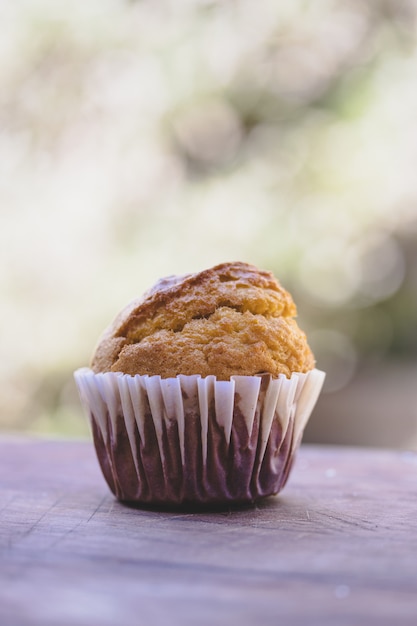 Carrot cupcakes on an old wood. Muffins.