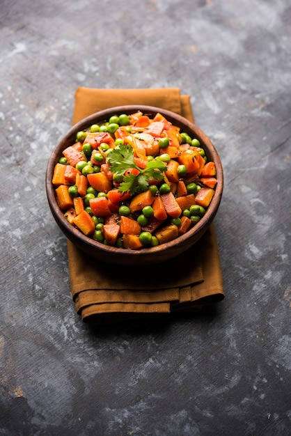 Carrot green peas sabzi or Gajar Mutter sabji