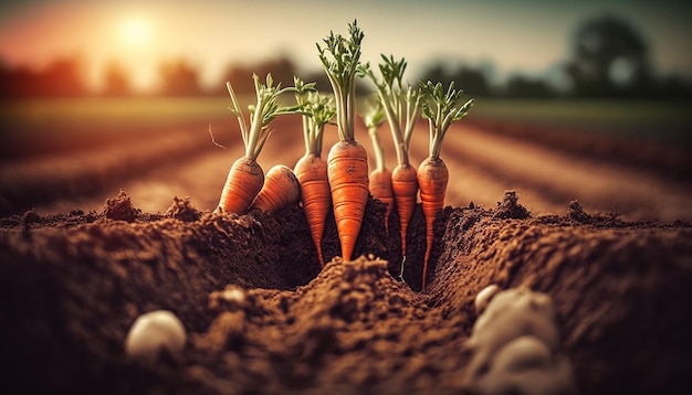 Carrot harvest in the garden Generative AI