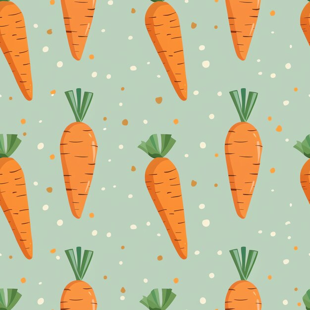 Photo carrots on a green background with a pattern of dots and dots