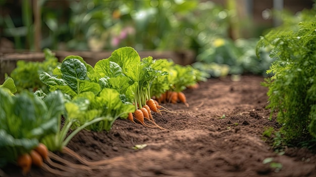 Carrots on the ground in a garden