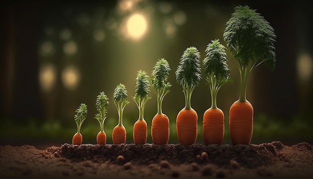 Carrots row by growth Generative AI