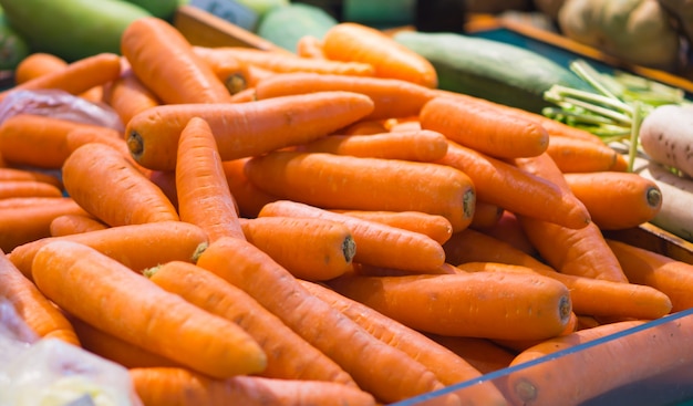 Photo carrots sold in the market.