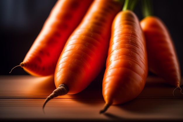 Carrots on a table with a dark background