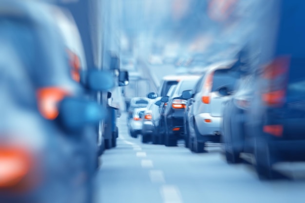 cars in the city road zoom movement / abstract blurred background, urban transport concept