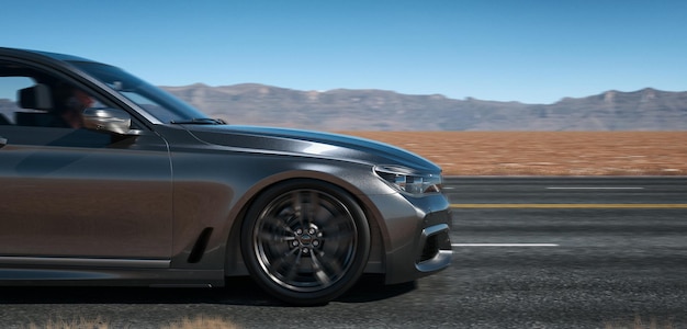 Cars driving on the highway Among the deserts and mountains