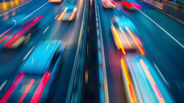 cars in highway with blur motion